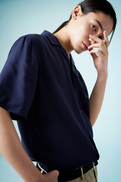 [Online Exclusive] 오픈 카라 텐셀 셔츠