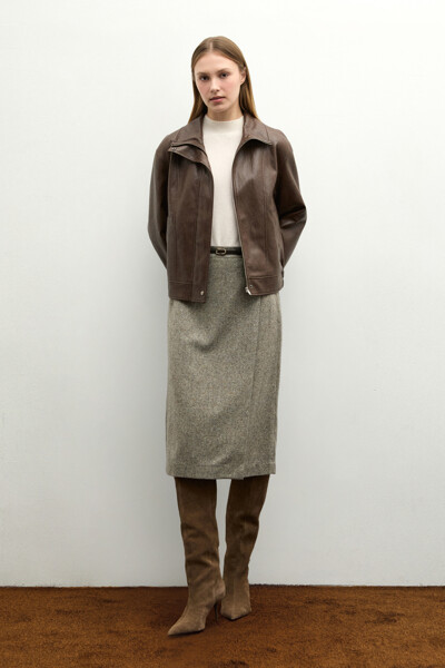 CLUB MONACO WOMEN 텍스처 미디 스커트