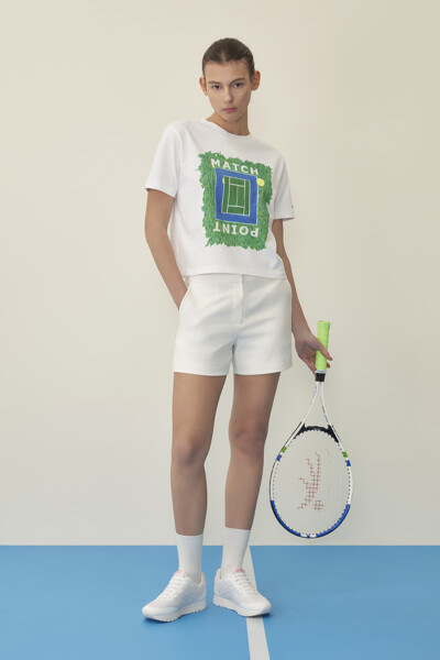 [DKNYxTennis] 코튼 테니스 코트 프린트 반팔 티셔츠