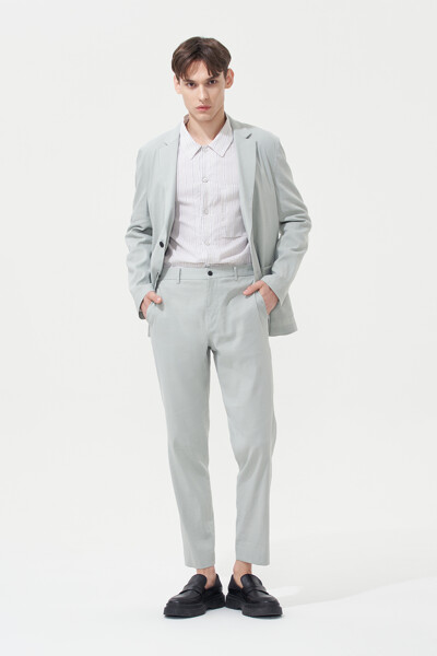 린넨 블렌드 스트레이트 팬츠