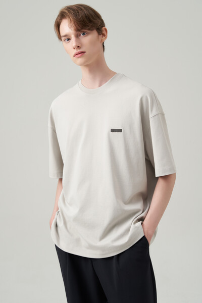 백 로고 포인트 숏 슬리브 티셔츠