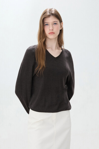 DKNY WOMEN 캐시미어 블렌드 브이넥 풀오버