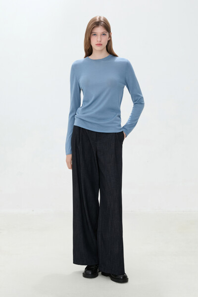 DKNY WOMEN 데님 턱 와이드 팬츠