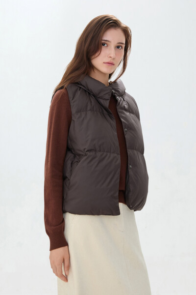 DKNY WOMEN 구스 다운 후드 베스트