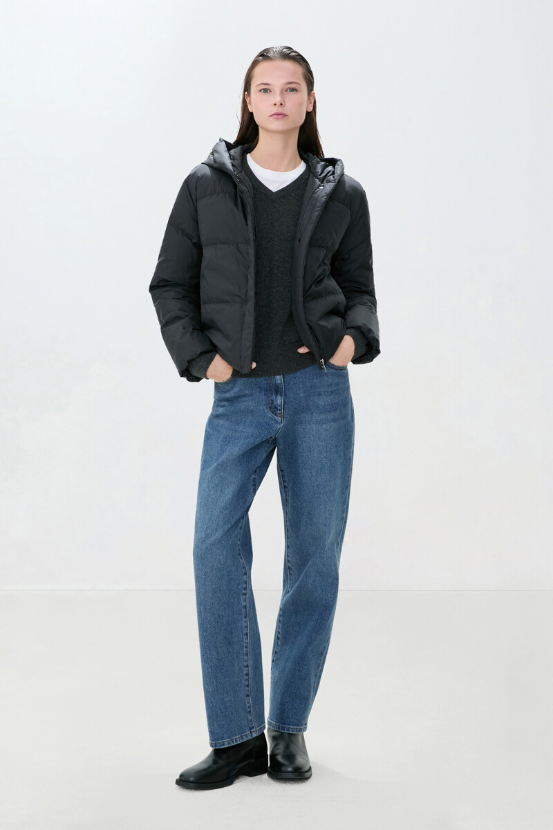 DKNY WOMEN 라이트 구스 다운 후드 점퍼