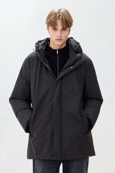DKNY MEN 소프트 터치 미드 렝스 후드 다운