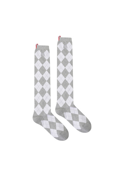 Argyle Pattern Knee Socks_Grey (QABY30234)