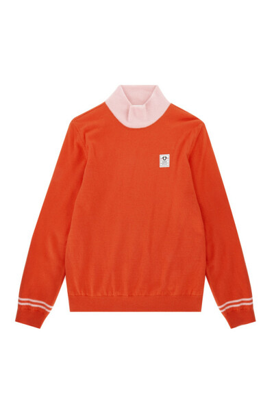 [PIGC] 여성 배색 터틀 스웨터 오렌지 (LFC240766)