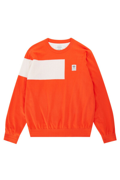 [PIGC] 여성 컬러 블록 배색 스웨터 오렌지 (LFC240566)