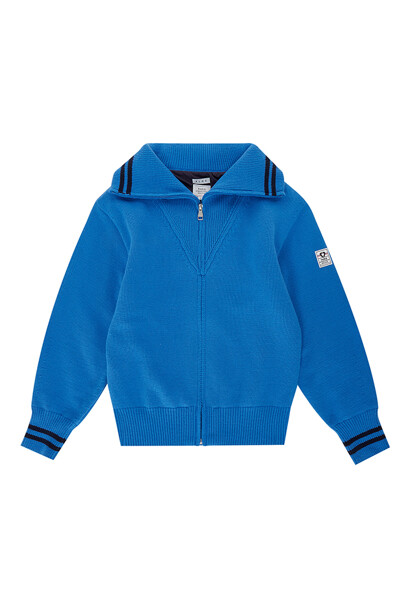 [PIGC] 여성 배색 포인트 집업 스웨터 블루 (LFC540143)