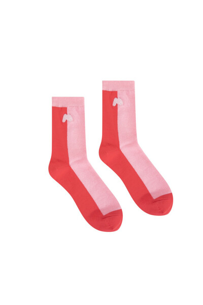 Half&Half Middle Socks_Red