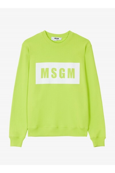 [MSGM] 남성 박스 로고 스웨트셔츠 (3240MM523 227299 33) 옐로그린
