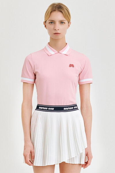 Stretch Ribbed Polo Shirts_Pink