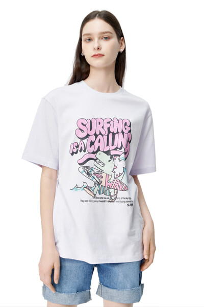 서핑 디노 프린트 티셔츠
