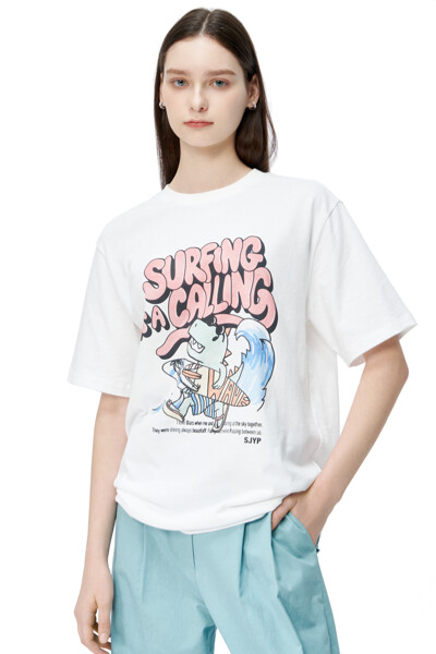 서핑 디노 프린트 티셔츠