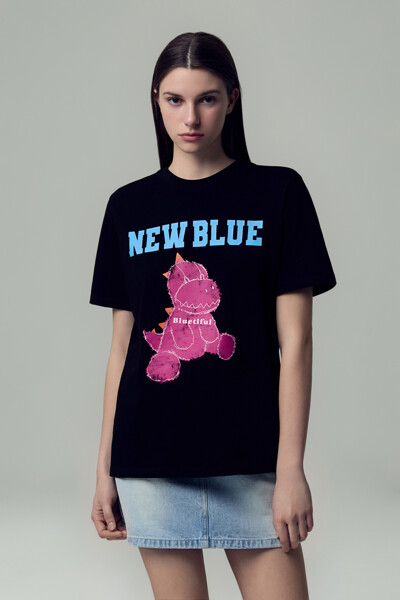 뉴 블루 디노 베이직핏 티셔츠