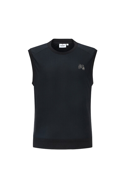 Perforated Fabric Jersey Vest_Black