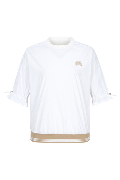 Puff Sleeve Round Neck Shirts_White