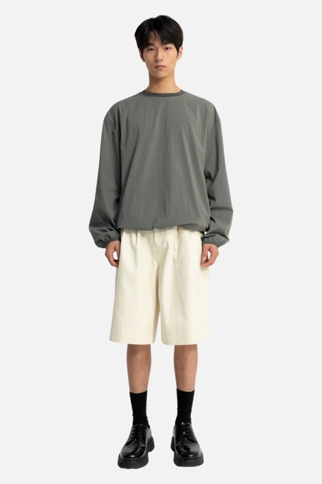 H FASHION Back Zipper Nylon Top (Greyish Khaki)