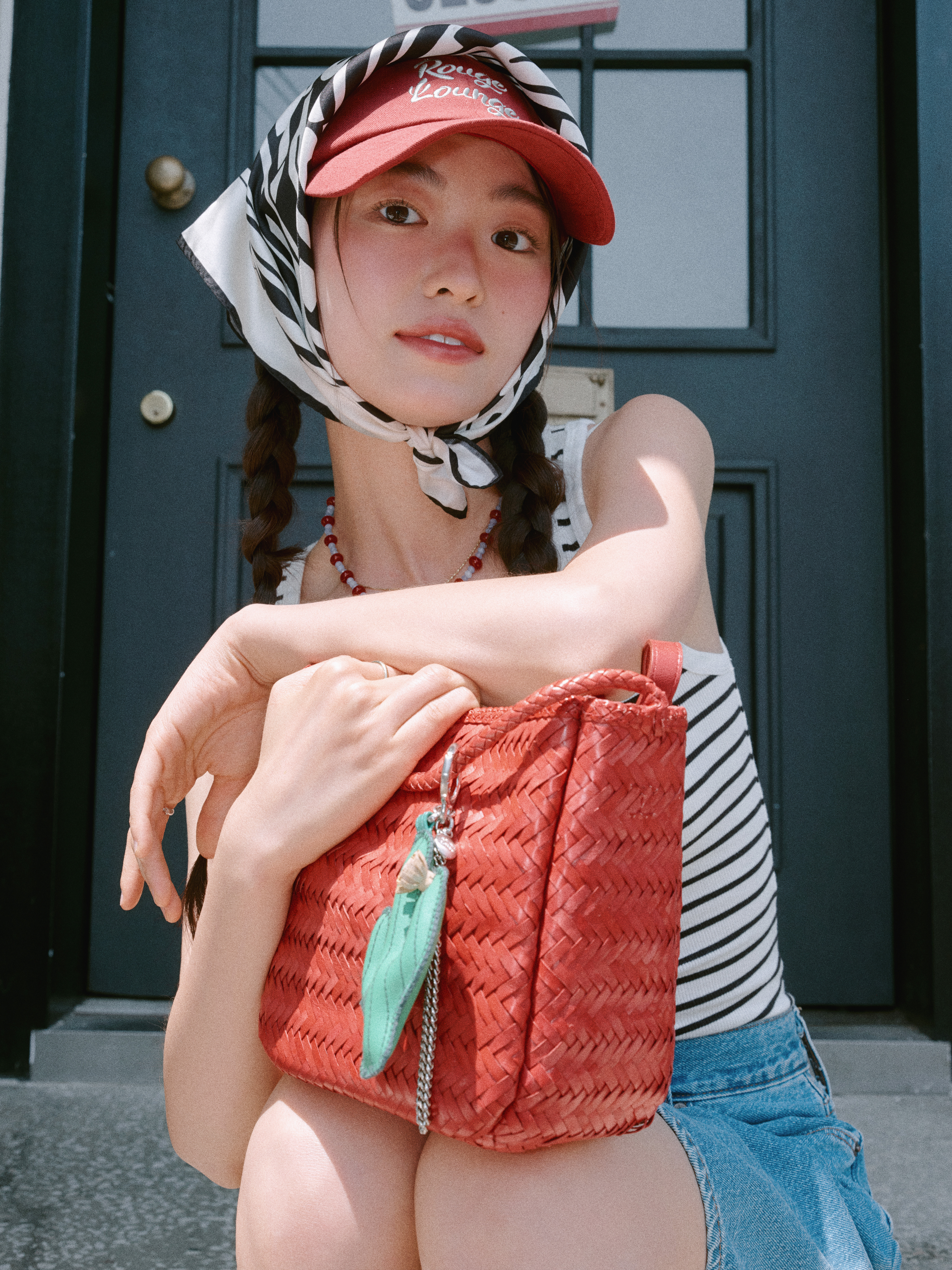 【新品タグ付き】enfas◇牛革✖️ラフィアクリアバッグ H FASHION