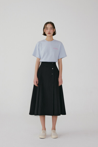 Flare Pleated Button Skirt Black (JWSK2E900BK)