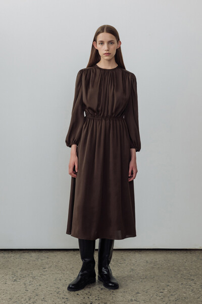 Shirred Midi Dress Brown (JWDR2F901W3)