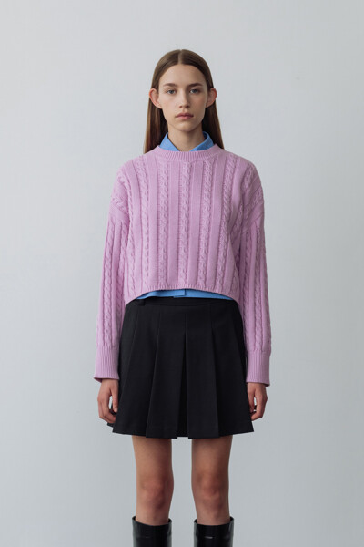 Cashmere Cable-knit Sweater Pale Lavender (JWSW2F903P2)