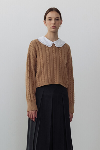 Cashmere Cable-knit Sweater Camel (JWSW2F903CM)