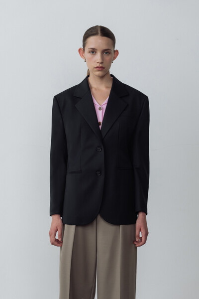Wool-blend Twill Blazer Black (JWJA2F900BK)