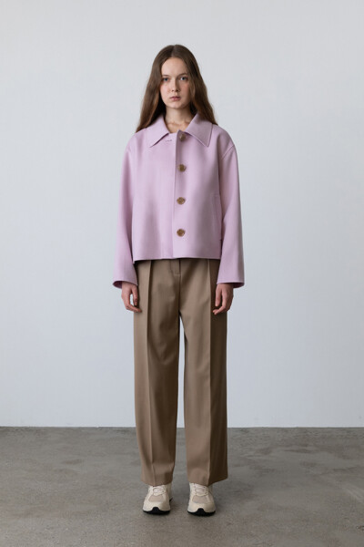 Cashmere Handmade Cropped Coat Pale Pink (JWCO2F903P1)