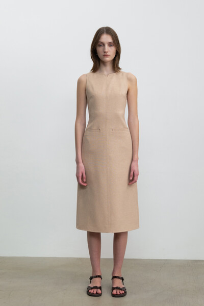 Minimal Tweed Dress Sand Beige (JWDR3E905I3)