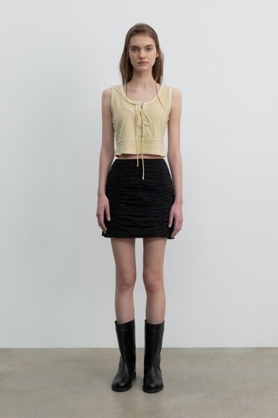 Shirring Mini Skirt Black (JWSK3E904BK)