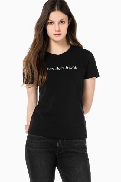 여성 슬림핏 인스티튜셔널 로고 반팔 티셔츠 J217960-BEH J217960BEH