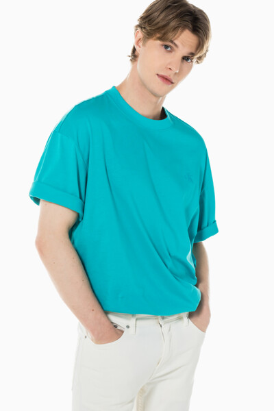 남성 릴렉스핏 엠브로이더리 CK 로고 반팔 티셔츠 40HM229-440 40HM229440
