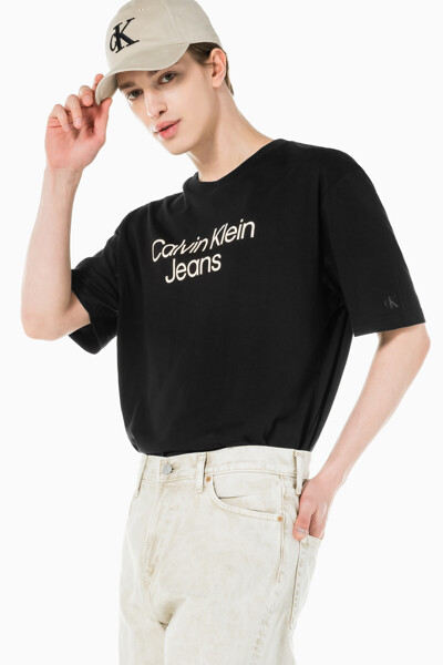 남녀공용 릴렉스핏 시즈널 모노그램 로고 반팔 티셔츠 J400165-BEH J400165BEH