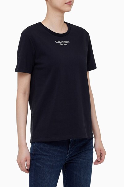 여성 스택드 로고 스트레이트핏 반팔 티셔츠 J218886-BEH J218886BEH