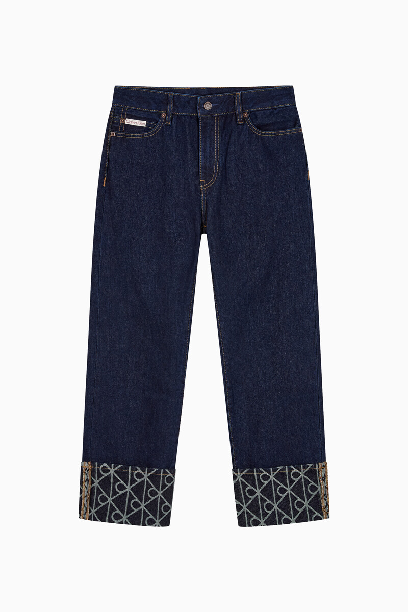 Calvin Klein Jeans [CK] 여성 릴렉스드 크롭 인디고 자카드 데님 47D711G Z1H
