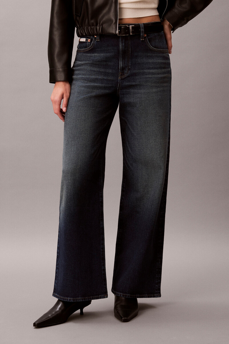 Calvin Klein Jeans [CK] 여성 와이드 레그핏 다크 블루 데님 47H708G 45V