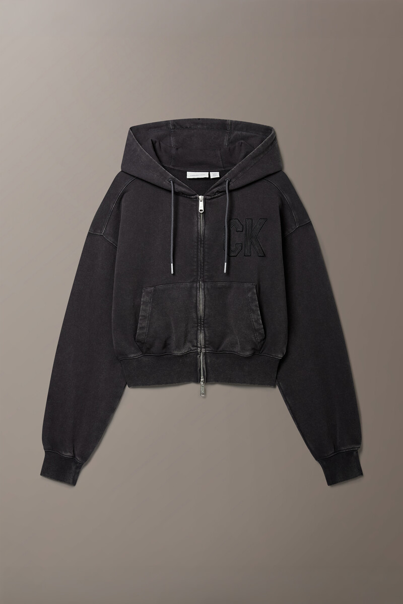 Calvin Klein Jeans [CK] 오프듀티 여성 피그먼트 다잉 볼륨 크롭 후드 집업 A47H299G YZ3