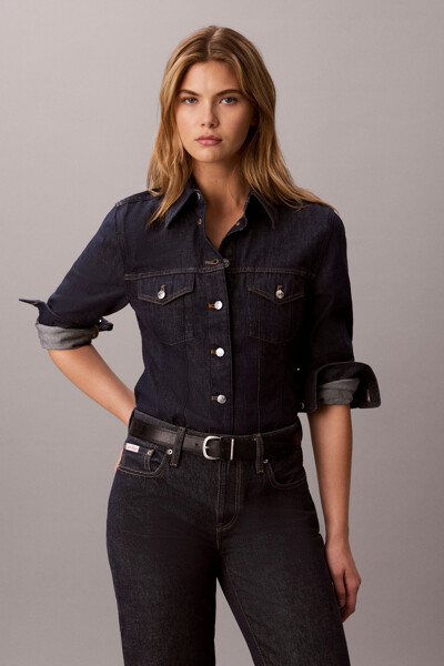 Calvin Klein Jeans [CK] 여성 인디고 트러커 데님 셔츠 47H777G 46E
