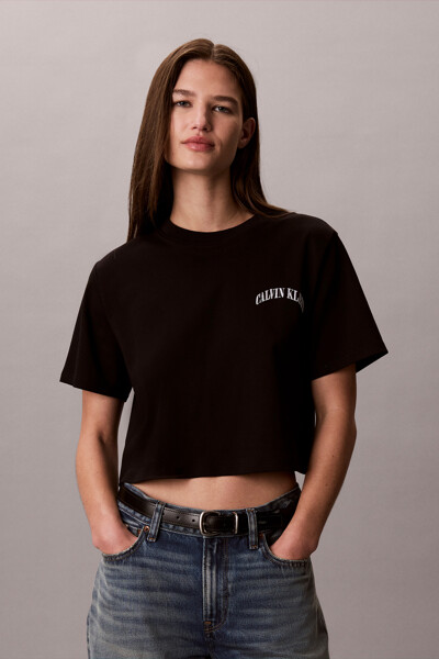 Calvin Klein Jeans [CK] 여성 슬릭 인터록 크롭드 티 47G850G UB1