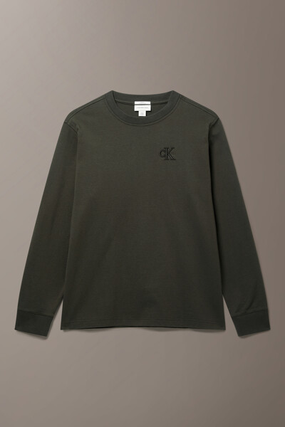 Calvin Klein Jeans [CK] 릴렉스 벨벳 백 모노로고 그래픽 긴팔 티셔츠 4RJ263G MS5