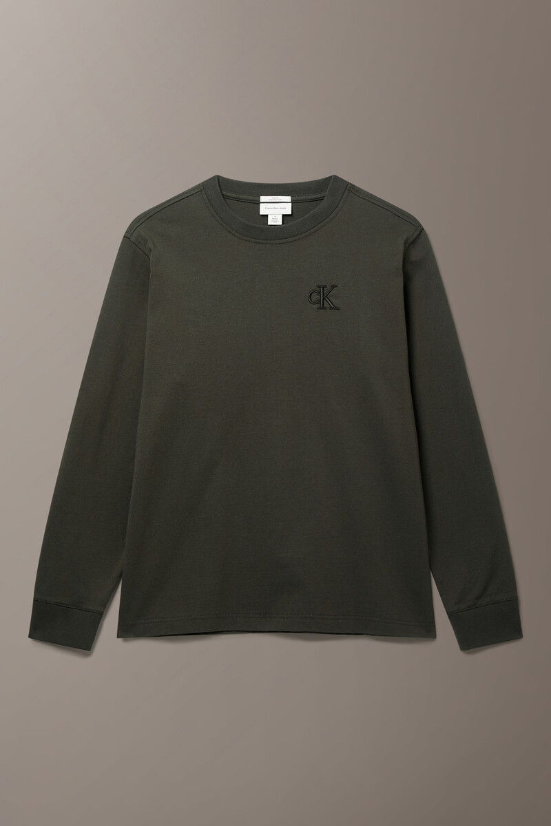 Calvin Klein Jeans [CK] 릴렉스 벨벳 백 모노로고 그래픽 긴팔 티셔츠 4RJ263G MS5