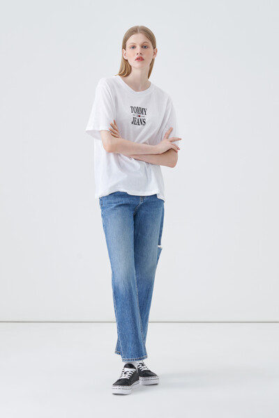 [PLUS & CURVE] 코튼 블렌드 에센셜 로고 티셔츠