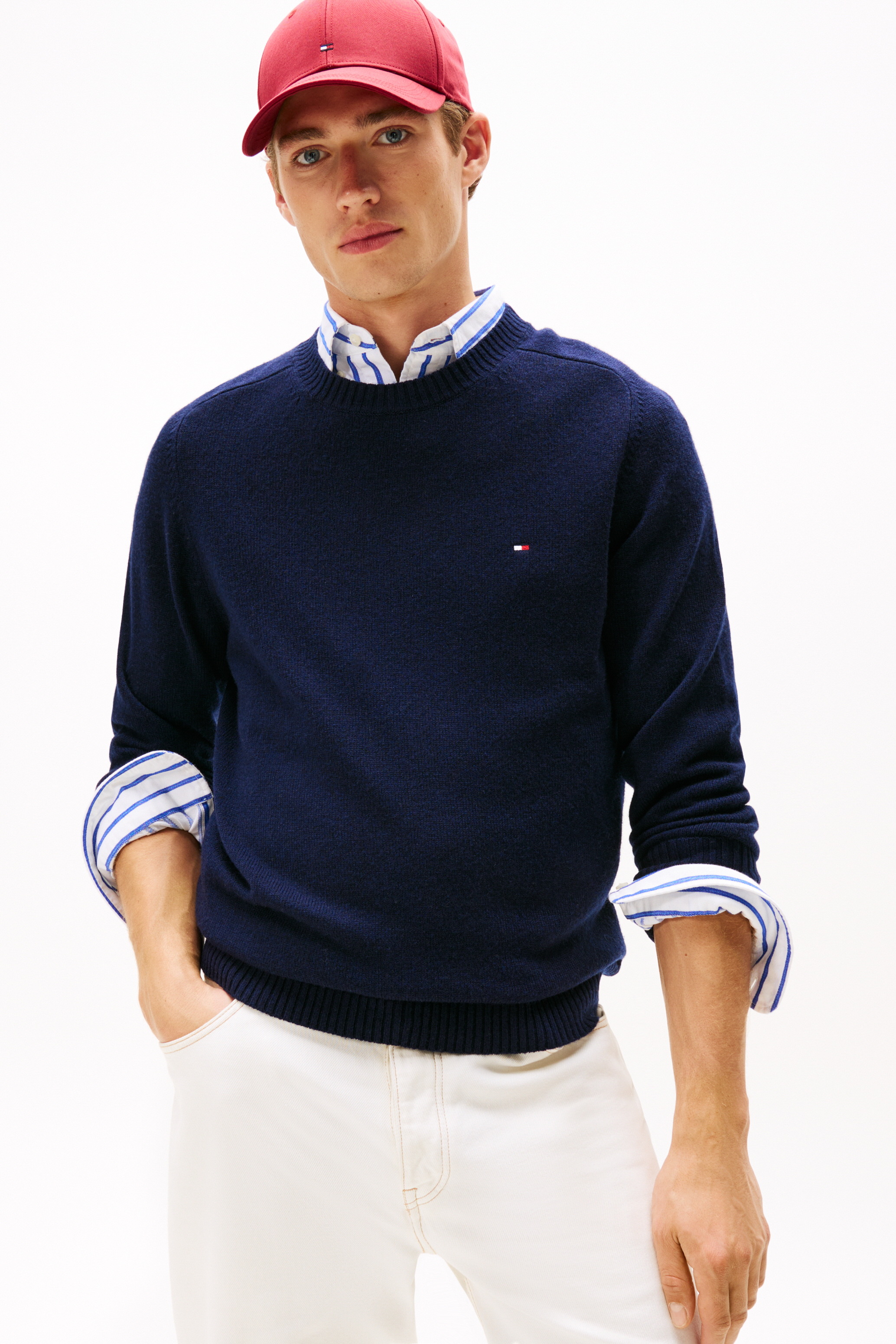 타미힐피거 남성 램스울 크루넥 스웨터