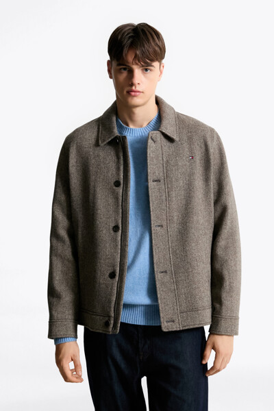 TOMMY HILFIGER MEN 헤링본 울 블루종