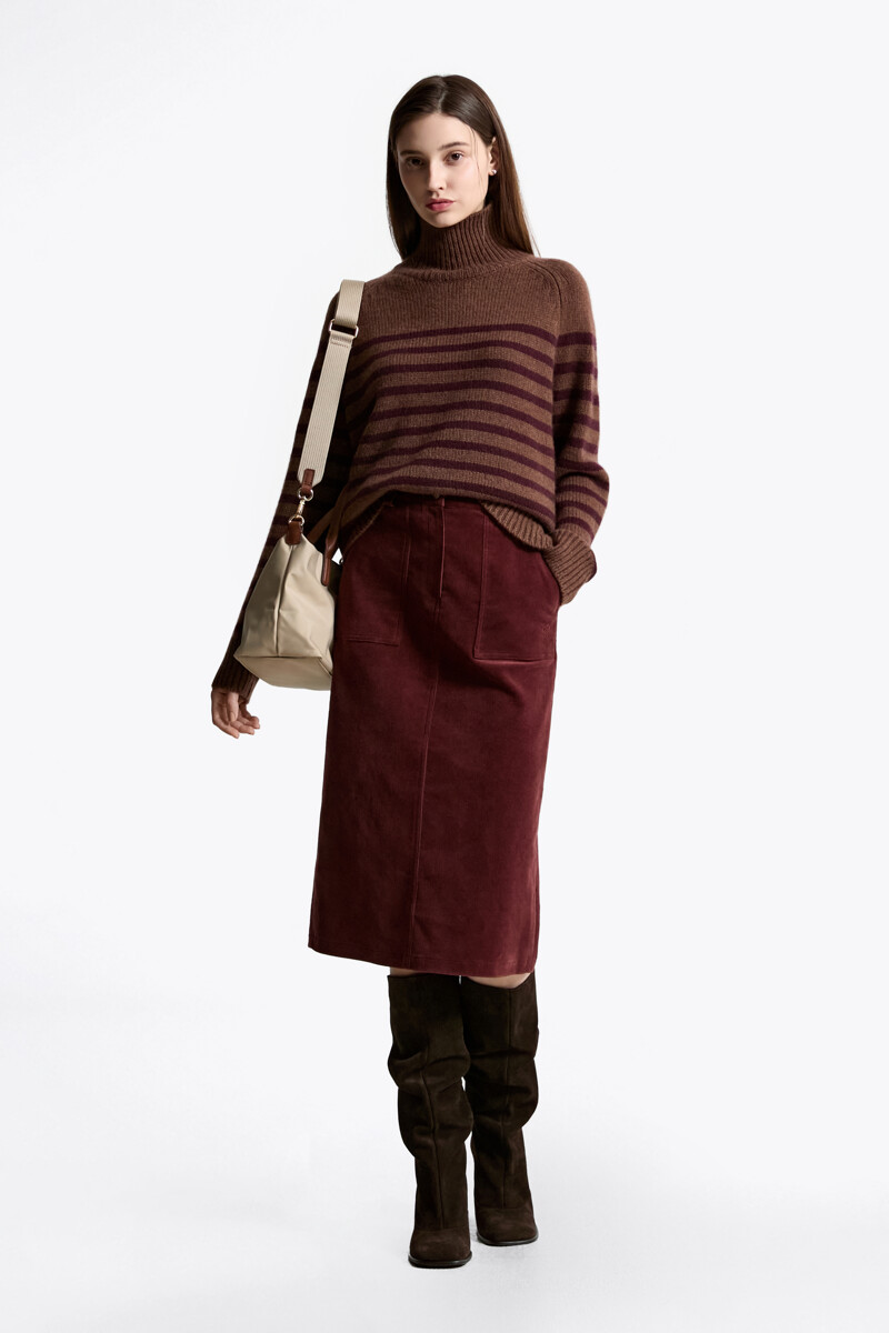TOMMY HILFIGER WOMEN 코듀로이 미디 스커트