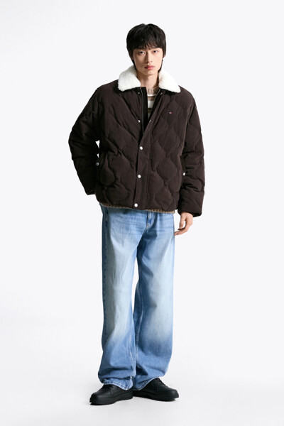 TOMMY JEANS 쉐르파 코듀로이 퀼팅 다운
