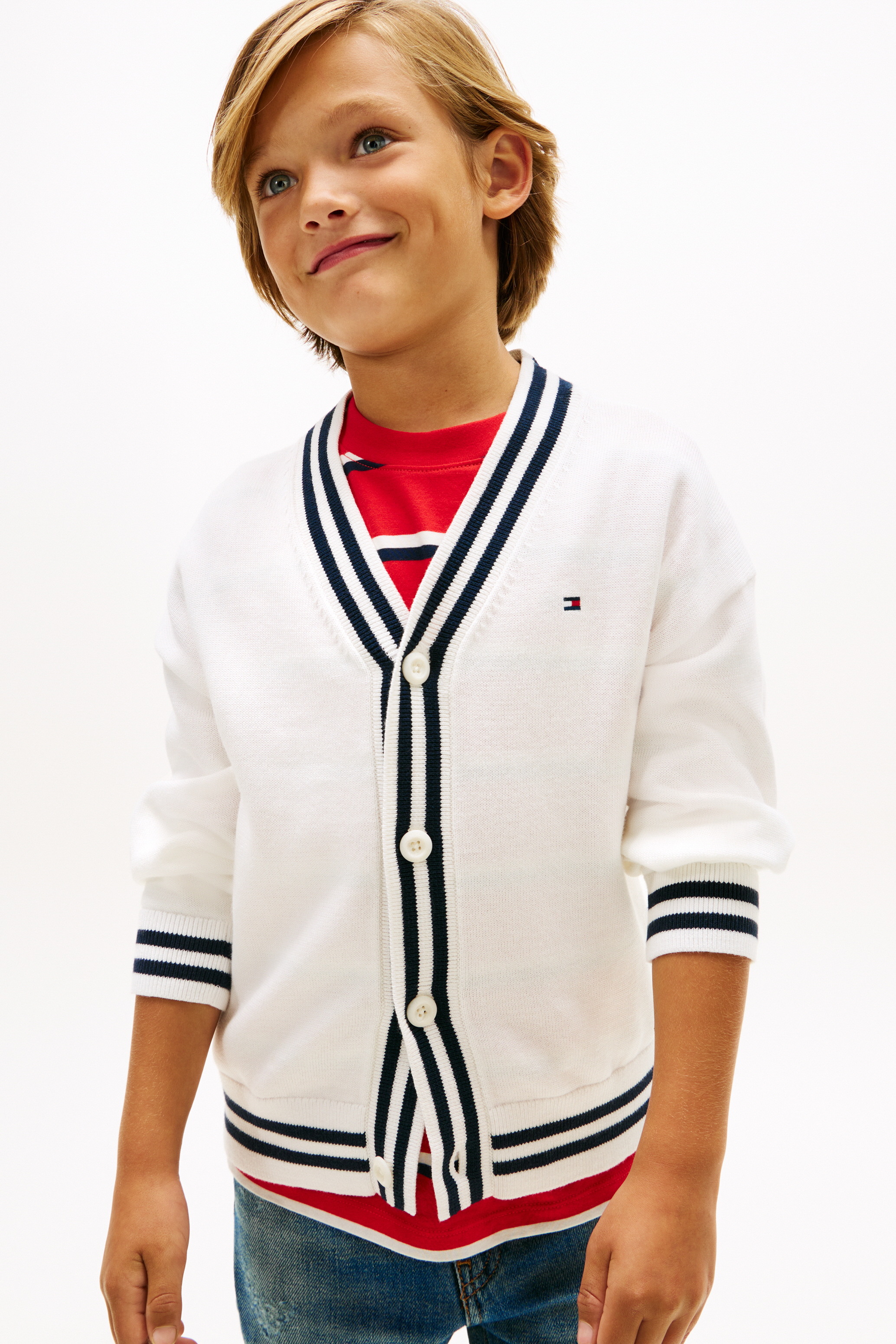 타미힐피거 바시티 브이넥 키즈 가디건