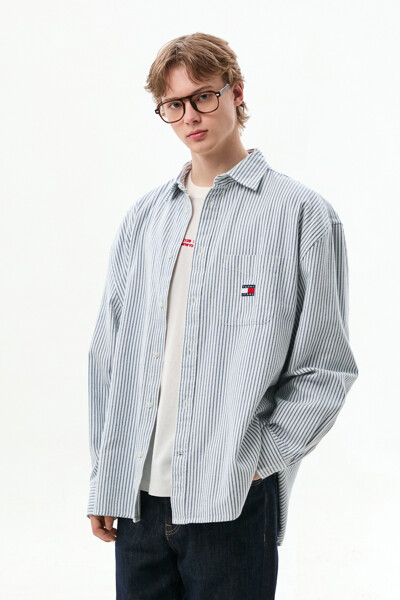 TOMMY JEANS 오버사이즈 스트라이프 셔츠